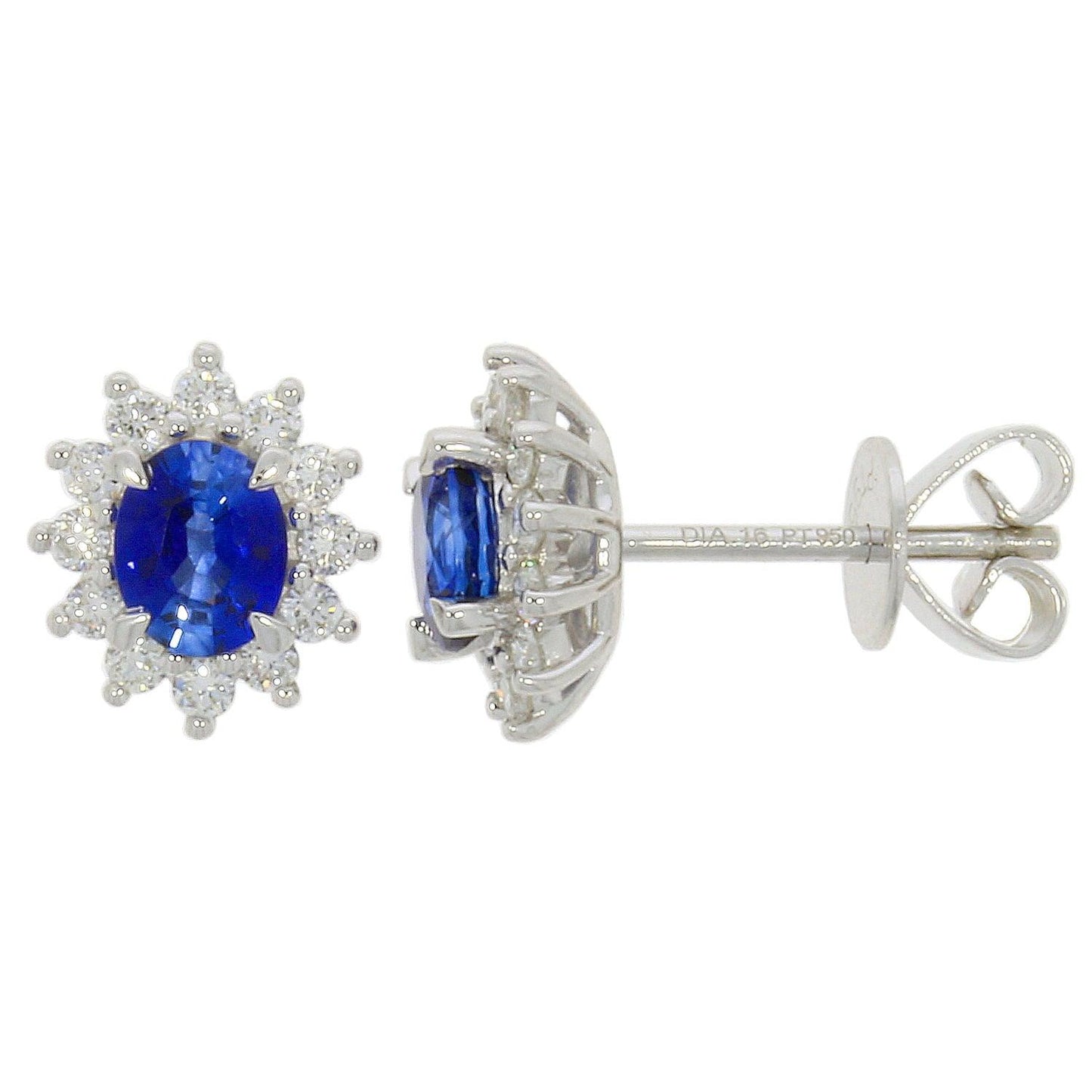 Platinum Sapphire and Diamond Earrings