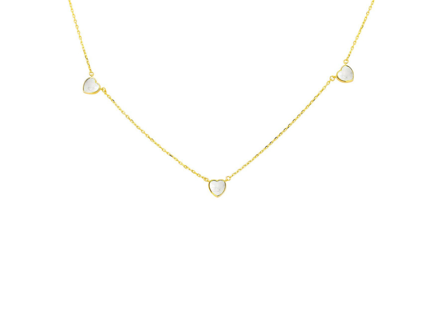 Yellow Gold Mother Of Pearl Heart Necklace