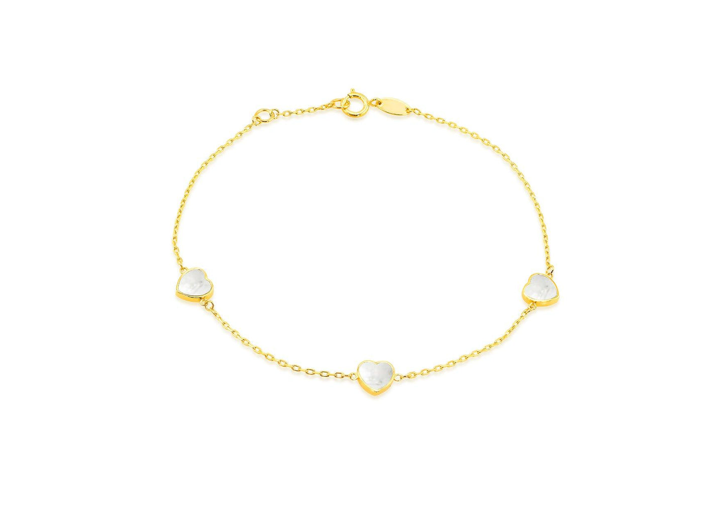 Yellow Gold Mother of Pearl Heart Bracelet
