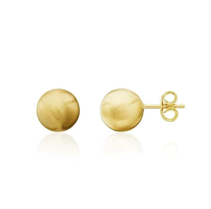 Yellow Gold Satin Ball Stud Earrings