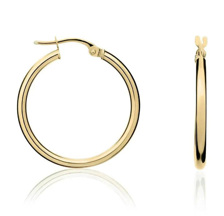 Yellow Gold Polished Tube Hoop Earrings