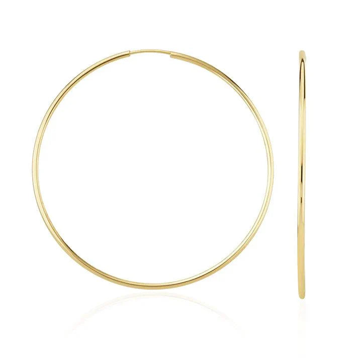 Yellow Gold Thin Sleeper Hoop Earrings