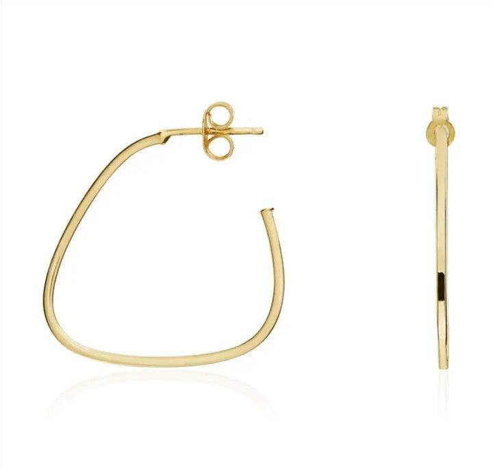 Yellow Gold Triangular Hoop Earrings