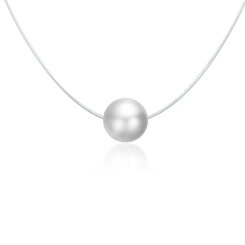 Collier Ras-du-Cou Femme avec Chaîne Invisible en Argent et Pendentif en diamant 1 ct