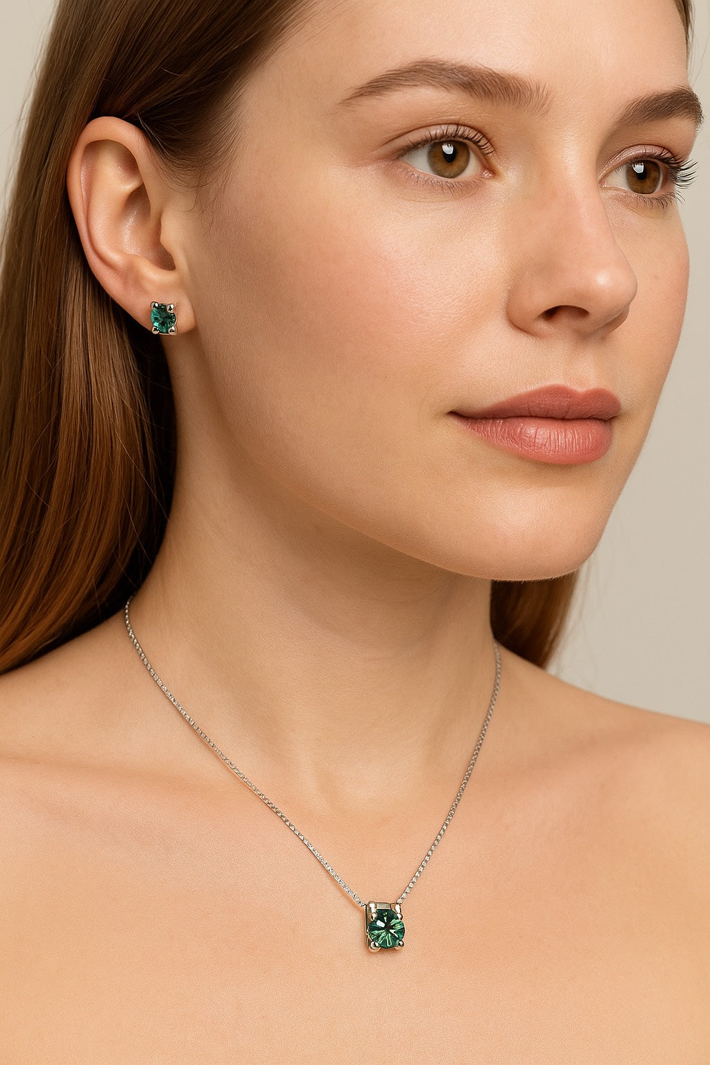 Bague Ensemble Bijoux Femme Diamant 1 ct– Argent 925 en or blanc 18 k, Collier & Boucles d’Oreilles Mariage ou Soirée