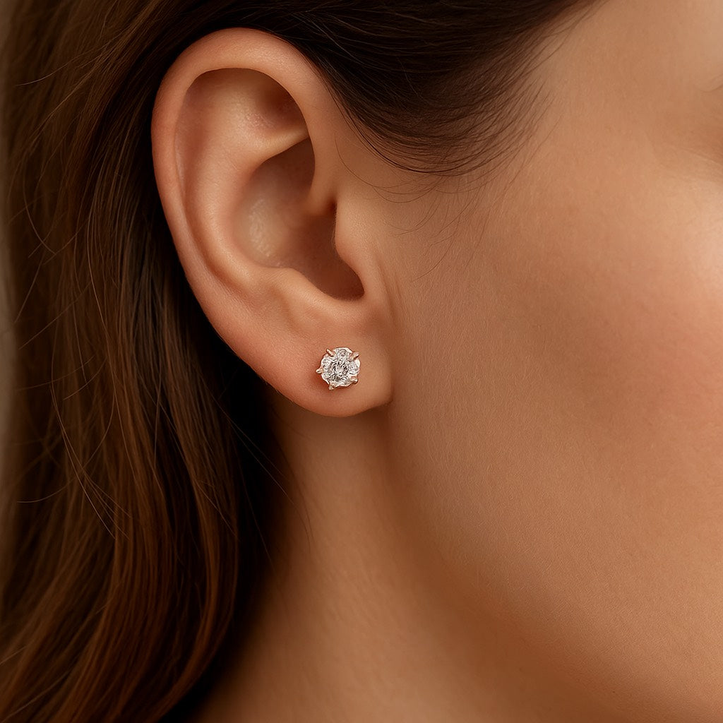 Boucles d’Oreilles en Diamant Certifiée GRA | 0.5Ct & 1Ct D Color | Argent 925 Plaqué Or | Bijoux de Mariage Haut de Gamme