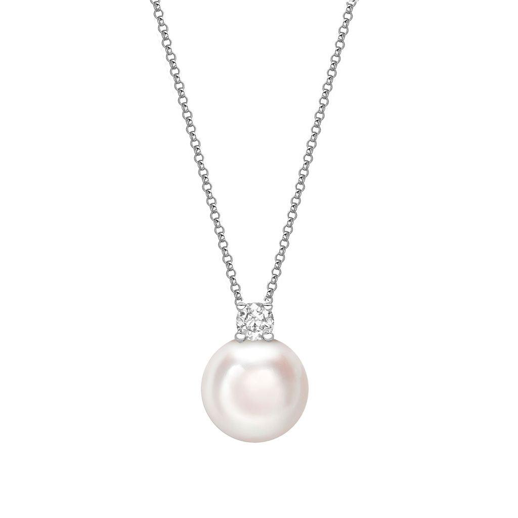 White Gold Akoya Pearl and Diamond Pendant