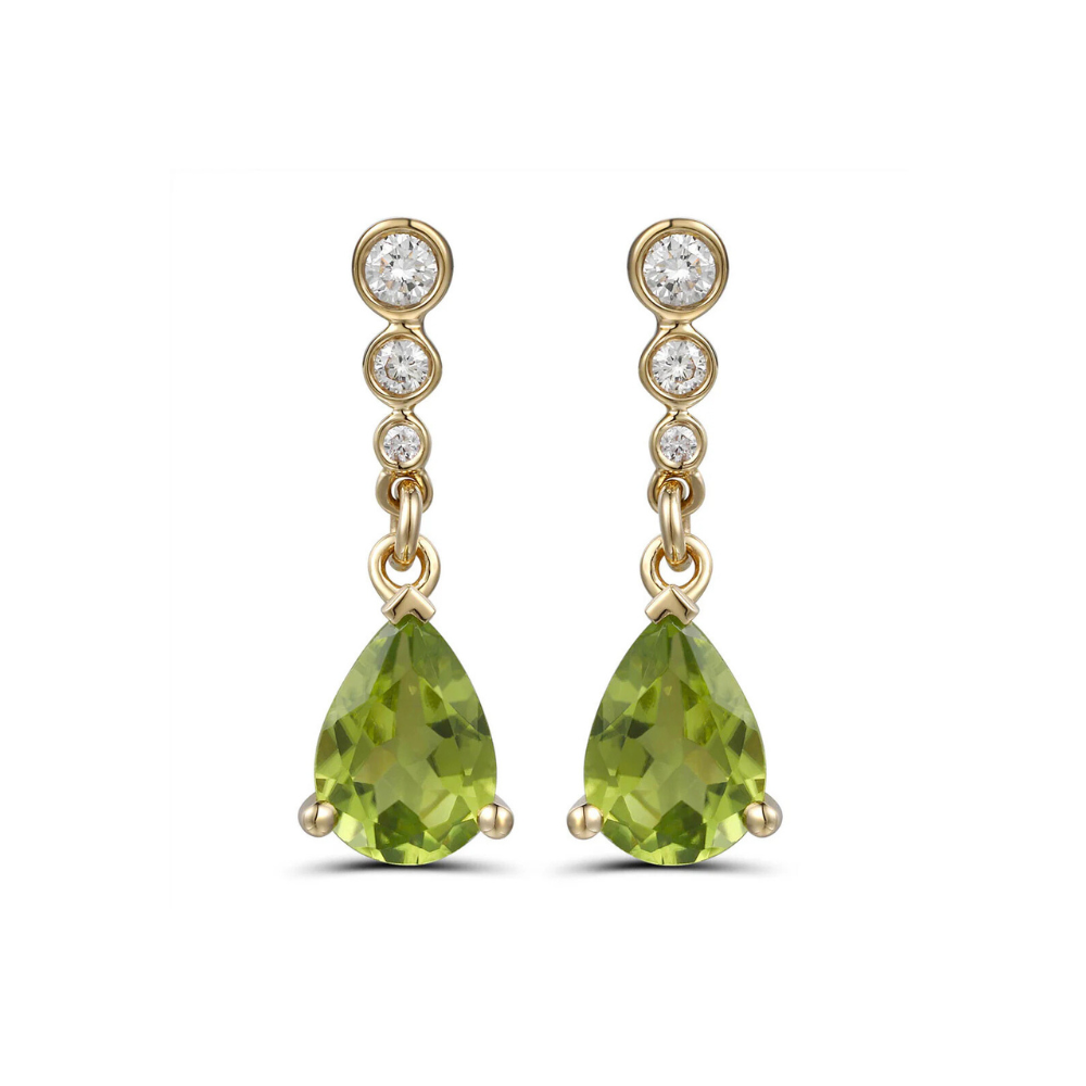Peridot & Diamond Drop Earrings