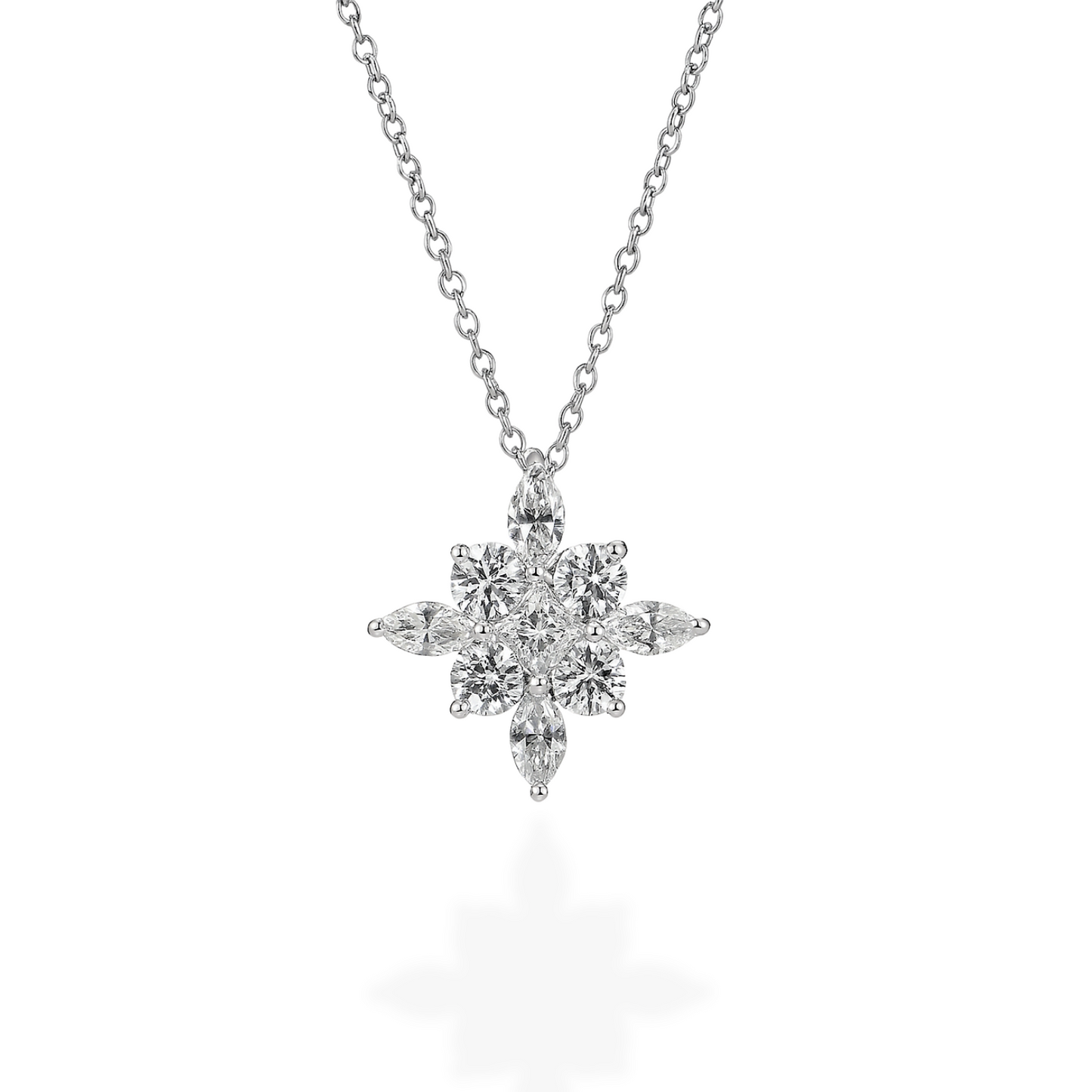 0.96ct 18ct White Gold Diamond Starburst Pendant