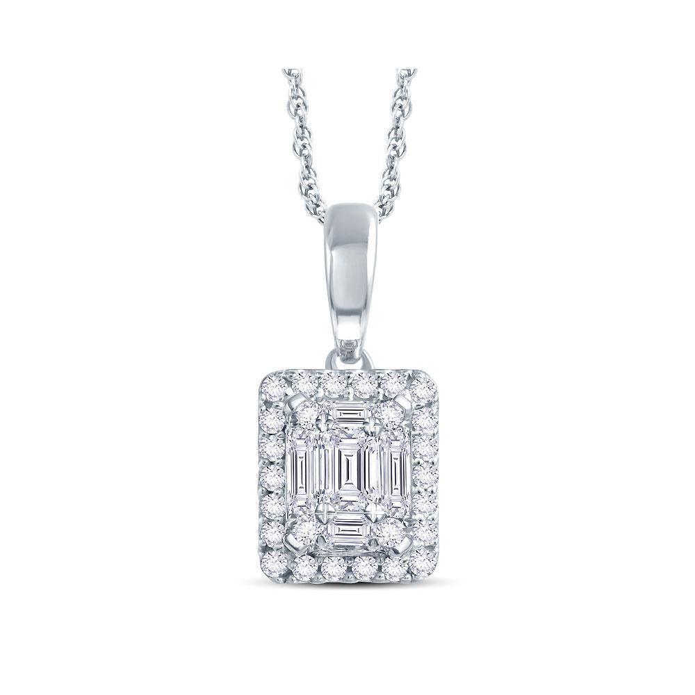 Cluster Necklace White Gold 0.40ct