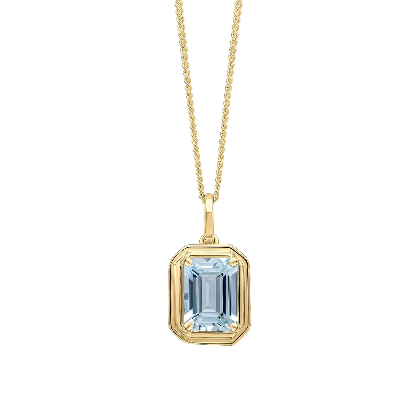 Octagon Aquamarine Yellow Gold Pendant
