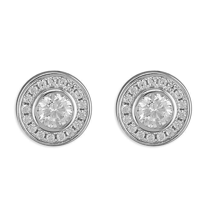 Silver Round CZ Studs