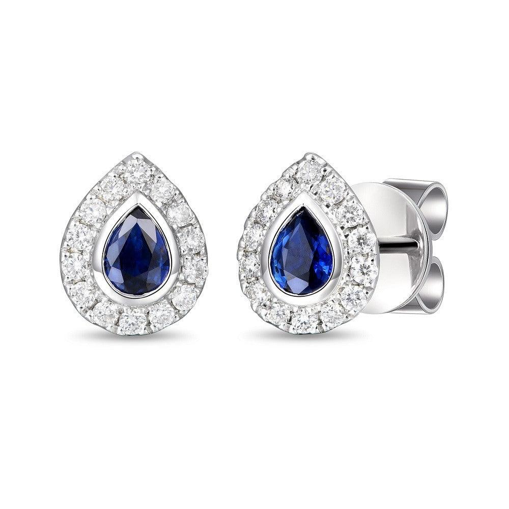 White Gold Sapphire and Diamond Earrings