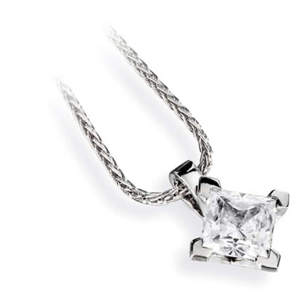 Platinum Princess Cut Diamond Pendant