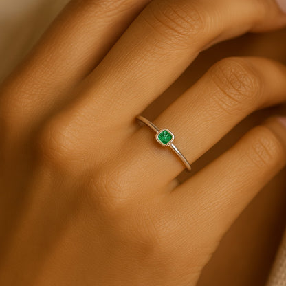 Created Emerald VVS Bague Rings 925 Sterling Silver Stackable Ring for Women Green Gemstone Joyas De Plata 925 Mujer