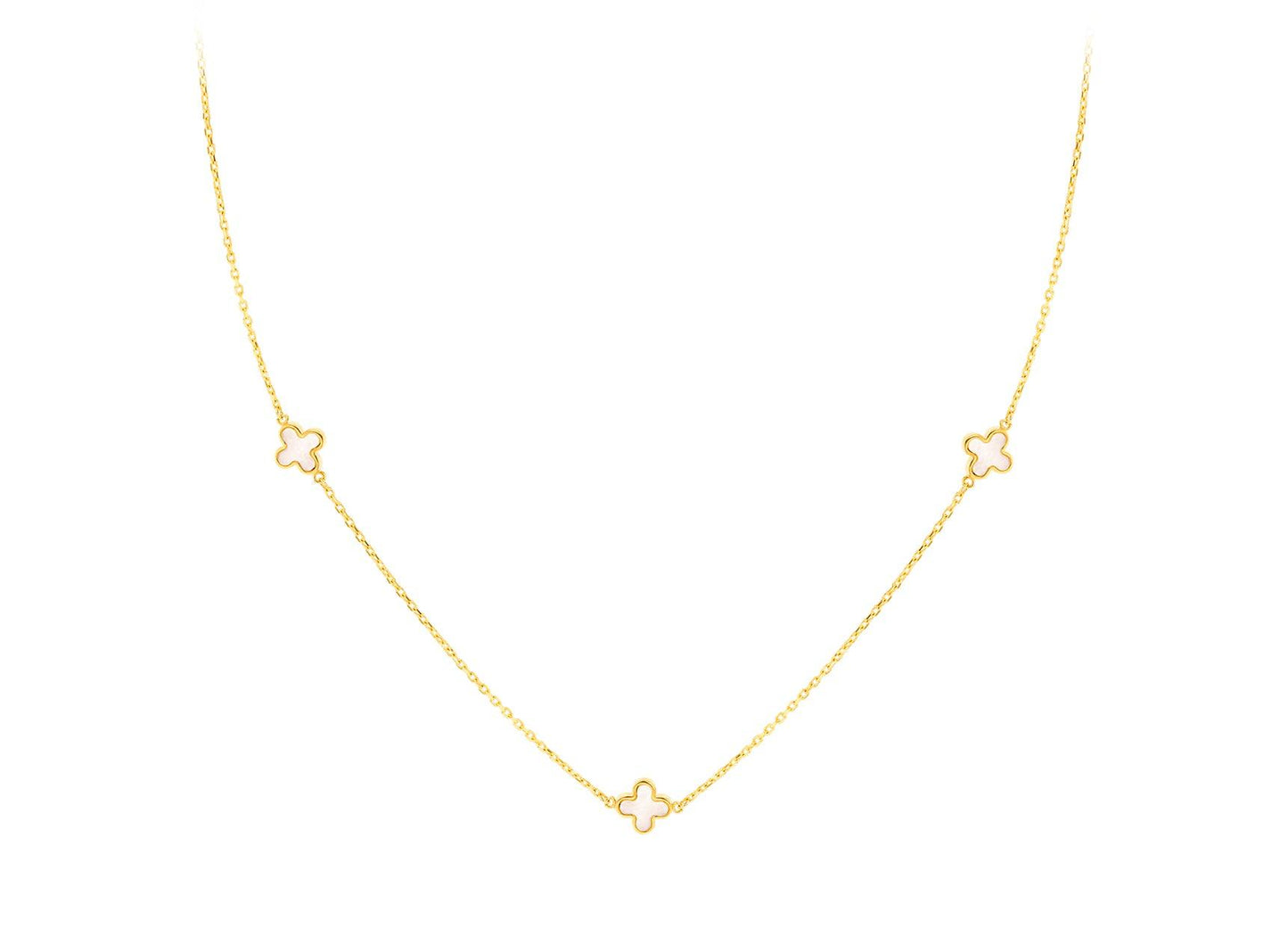 Yellow Gold Mother of Pearl Petal Necklace