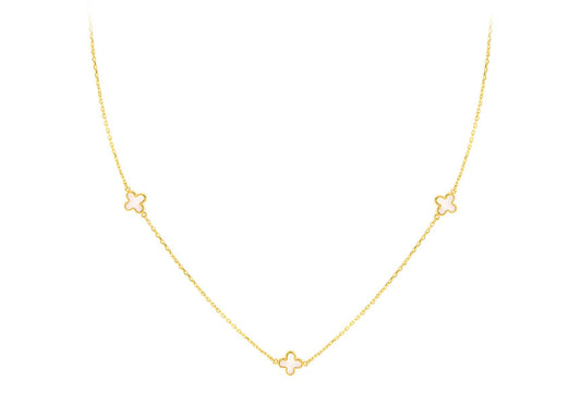 Yellow Gold Mother of Pearl Petal Necklace