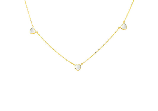 Yellow Gold Mother Of Pearl Heart Necklace
