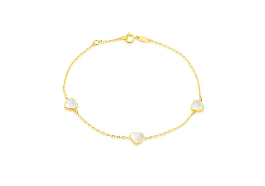 Yellow Gold Mother of Pearl Heart Bracelet