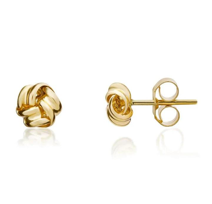 Gold Small Ribbon Knot Style Earrings