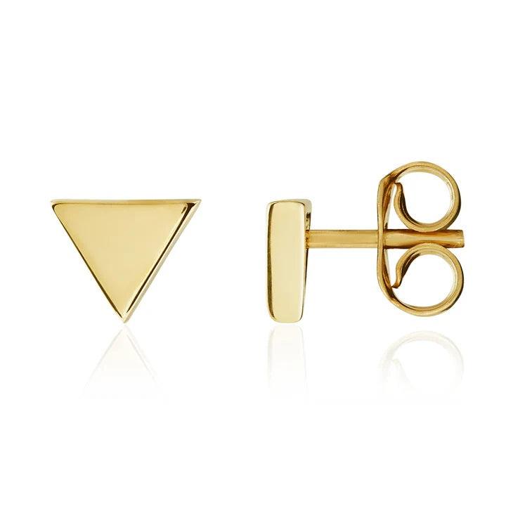 Yellow Gold Triangle Stud Earrings