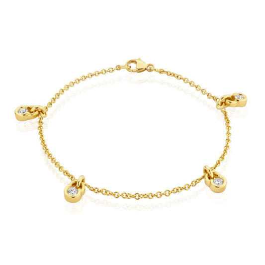 Single Diamond Drop Charm Bracelet