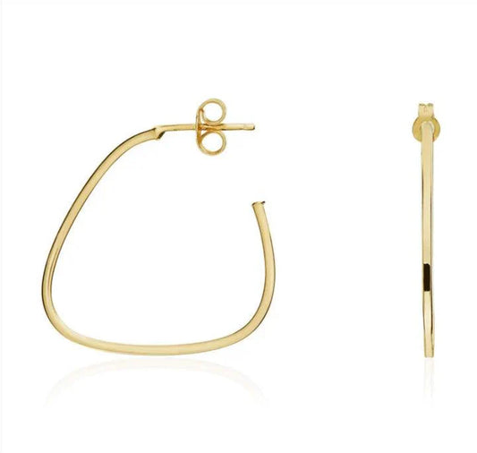 Yellow Gold Triangular Hoop Earrings
