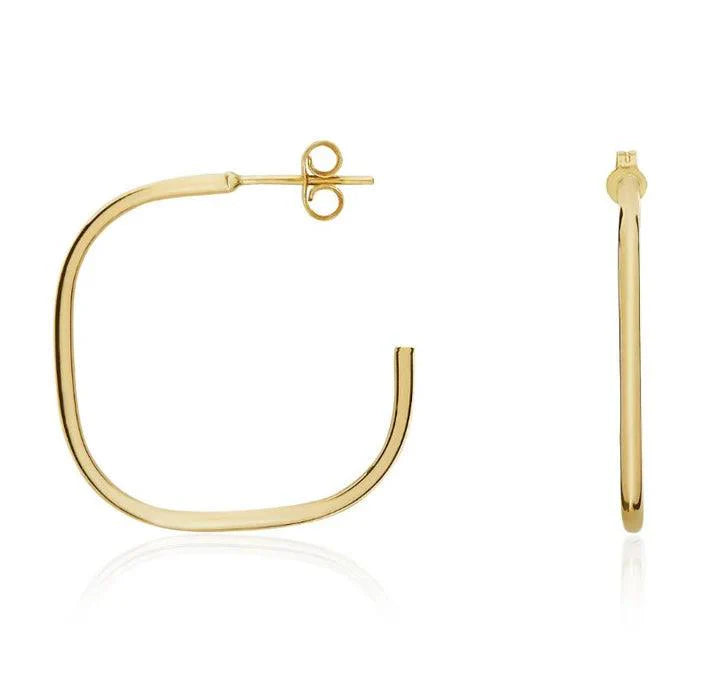 Yellow Gold Cushion Shaped Hoop Earrings