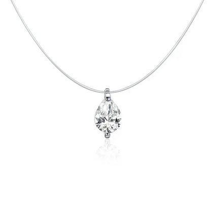 Collier Ras-du-Cou Femme avec Chaîne Invisible en Argent et Pendentif en diamant 1 ct