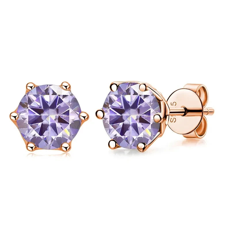 GRA 0.5Ct-1Ct D Color Certified Moissanite Stud Earrings Lab Created Diamond 925 Sterling Silver Gold Plated Wedding Jewelry