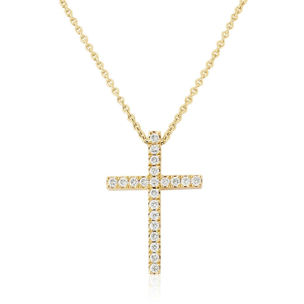 Yellow Gold Diamond Cross Pendant & Chain