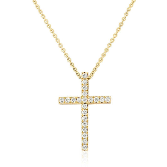 Yellow Gold Diamond Cross Pendant & Chain