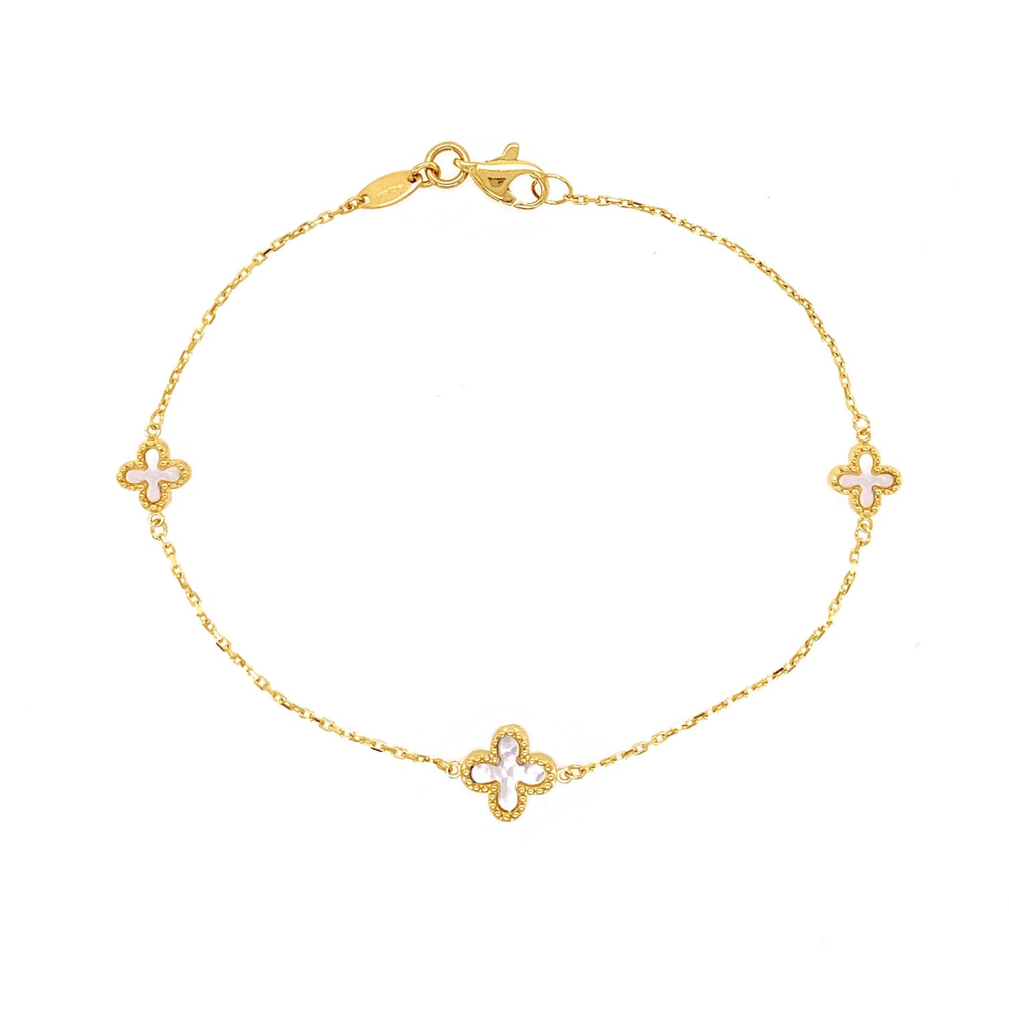 Yellow Gold Mother of Pearl Flower Bracelet