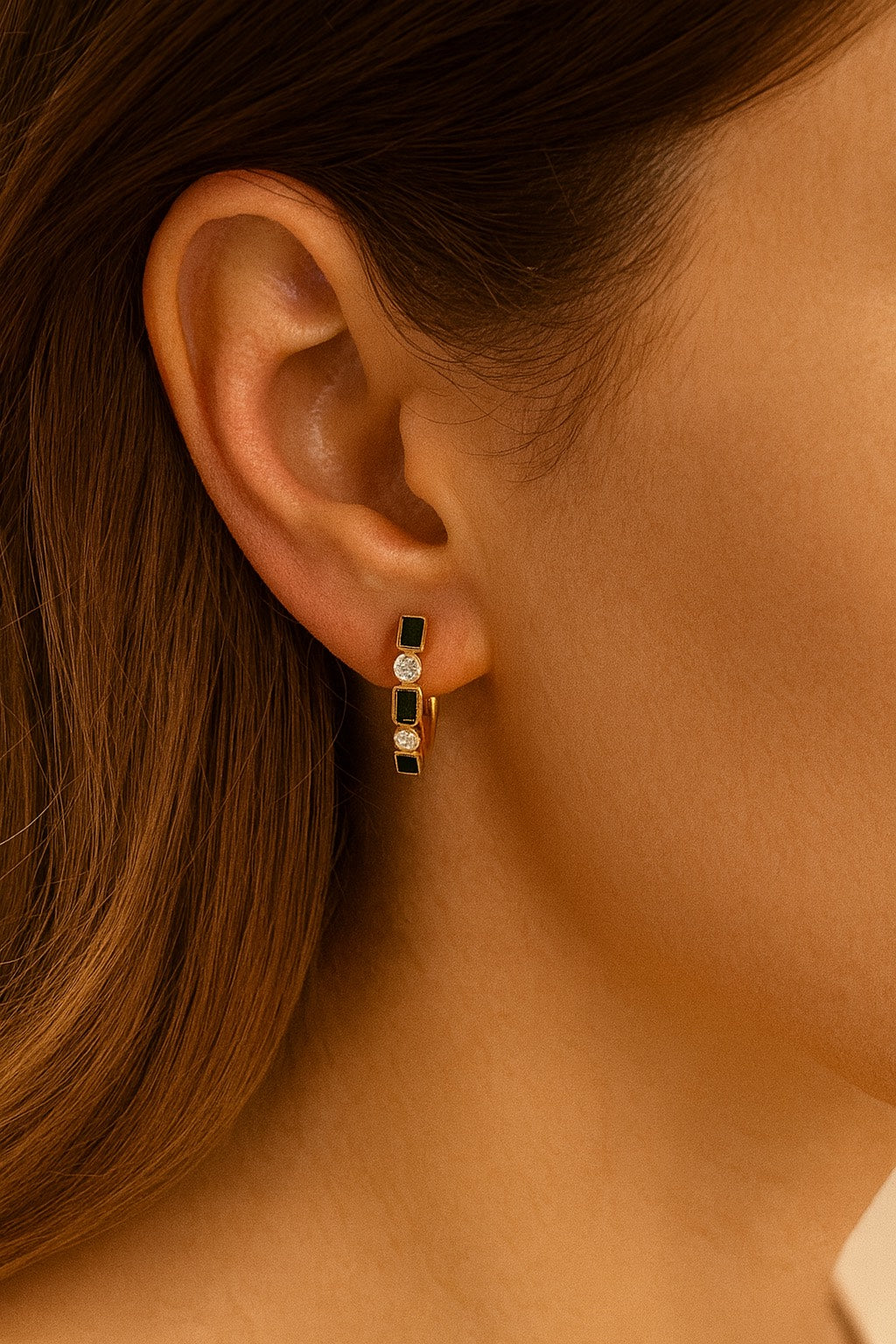 Boucles d'oreilles en or jaune 9 carats avec tourmaline et diamants