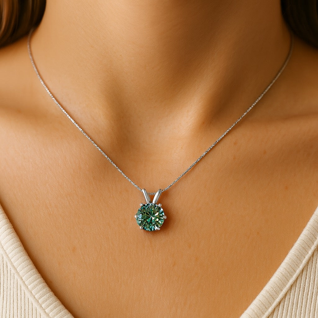 Collier Femme Argent 925 – Pendentif Diamant 1ct