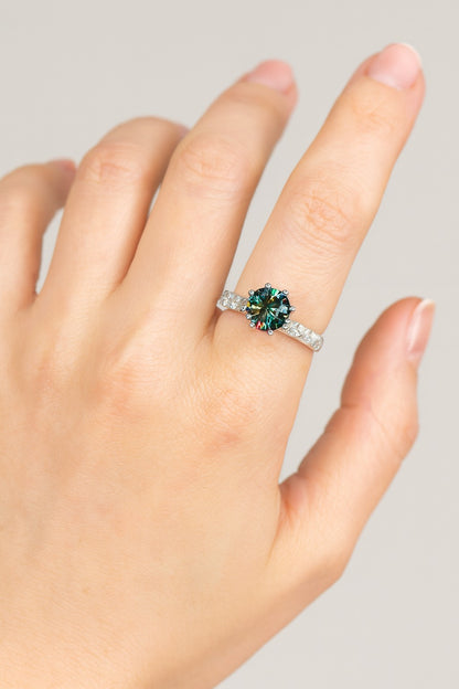 Bague Femme en Argent 925 Plaqué Or Blanc 18K avec Diamant 1 Carat