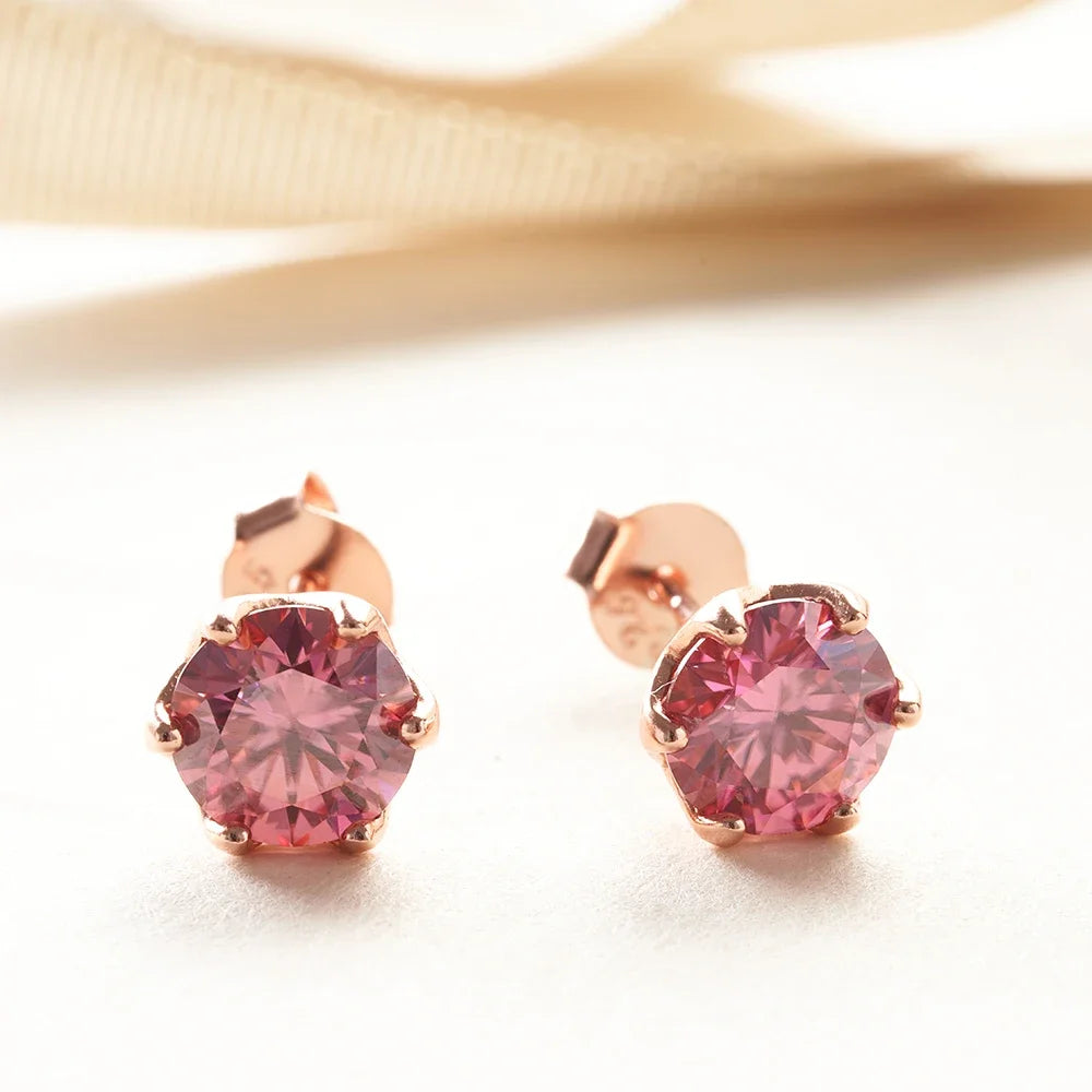 GRA 0.5Ct-1Ct D Color Certified Moissanite Stud Earrings Lab Created Diamond 925 Sterling Silver Gold Plated Wedding Jewelry