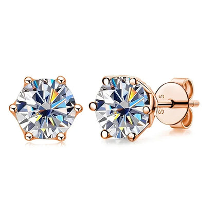 GRA 0.5Ct-1Ct D Color Certified Moissanite Stud Earrings Lab Created Diamond 925 Sterling Silver Gold Plated Wedding Jewelry