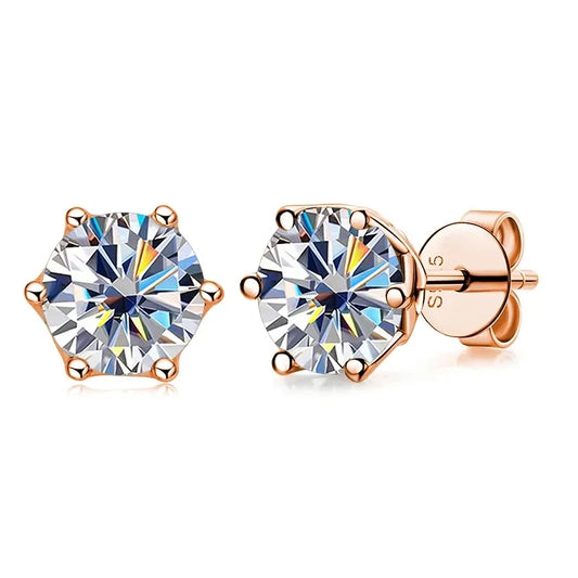 GRA 0.5Ct-1Ct D Color Certified Moissanite Stud Earrings Lab Created Diamond 925 Sterling Silver Gold Plated Wedding Jewelry