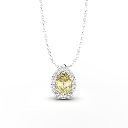 White Gold Laboratory Grown Yellow Diamond Pendant