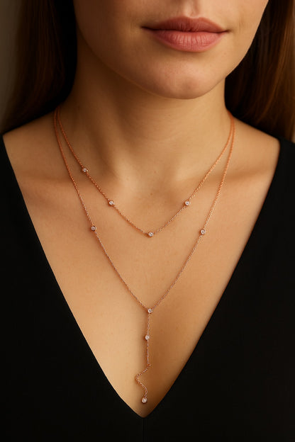 Collier Multicouche Femme 2025 – Double Rang Argent 925 & Or Rose