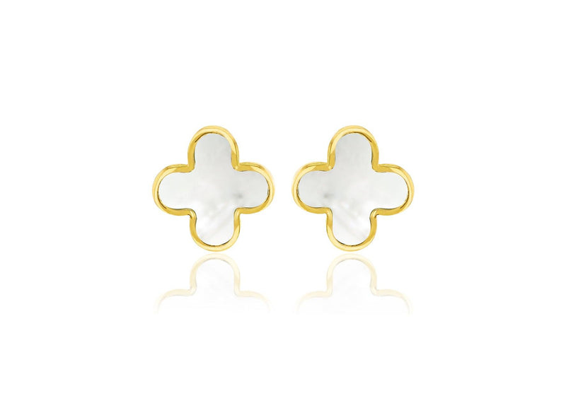 Boucles d'oreilles en or jaune avec nacre
