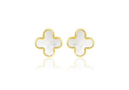 Boucles d'oreilles en or jaune avec nacre
