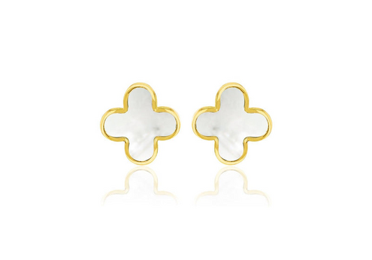 Boucles d'oreilles en or jaune avec nacre