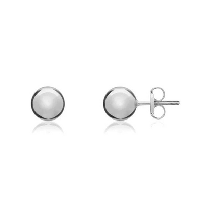 Boucles d'oreilles en or blanc poli en forme de boule