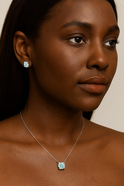 Bague Ensemble Bijoux Femme Diamant 1 ct– Argent 925 en or blanc 18 k, Collier & Boucles d’Oreilles Mariage ou Soirée