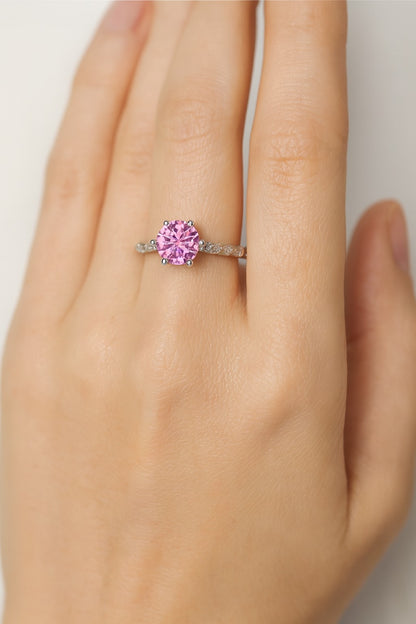 Bague Femme en Argent 925 Plaqué Or Blanc 18K avec Diamant 1 Carat