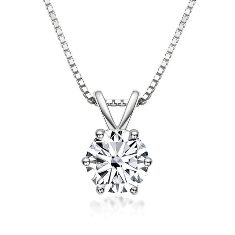 100% 925 Sterling Silver 1Ct Moissanite Necklace for Women Diamond Pendant Engagement Wedding Party Gift Wholesale