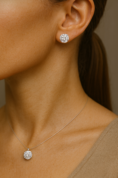 Collier Ras-du-Cou Femme avec Chaîne Invisible en Argent et Pendentif en diamant 1 ct