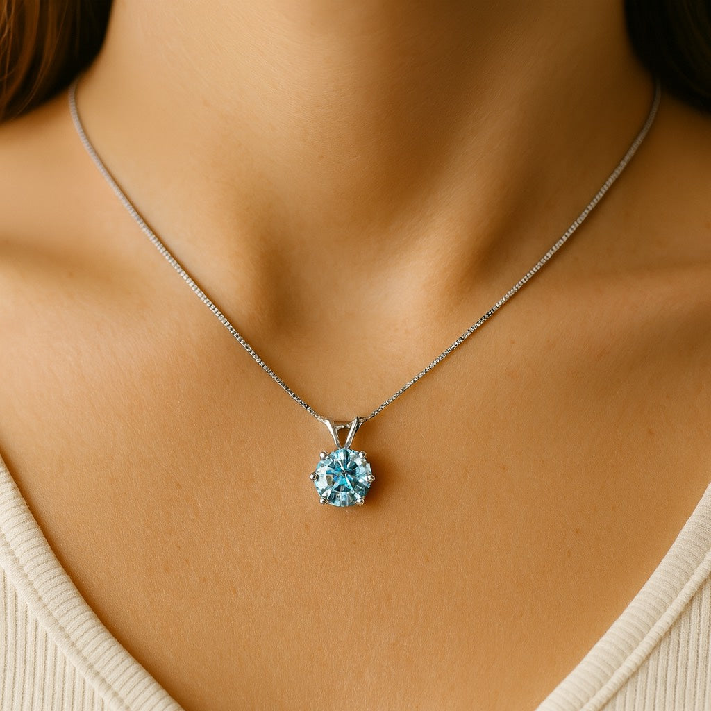 Collier Femme Argent 925 – Pendentif Diamant 1ct